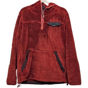 True Grit American Outdoor Co Mens Brick Red Fleece Quarter Zip‎ Hoodie Size M